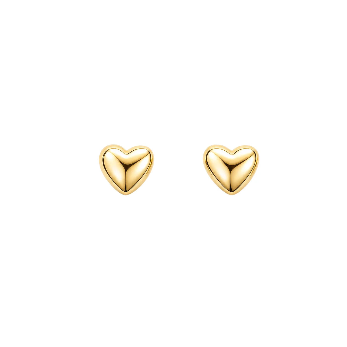 Small Heart Stud Earrings Yellow Gold Plated
