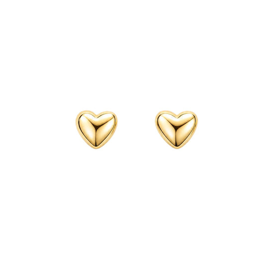 Small Heart Stud Earrings Yellow Gold Plated