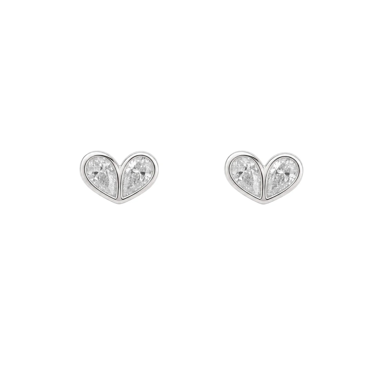 Silver Cubic Zirconia Heart Stud Earrings