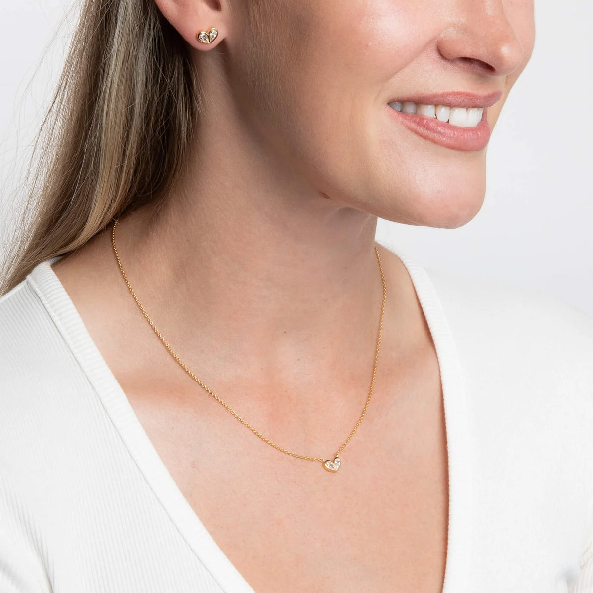 Yellow Gold Plated Cubic Zirconia Heart Necklace