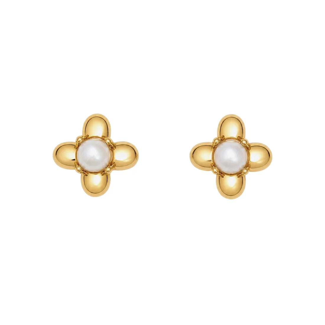 Laura Ashley Pembroke Trellis Vintage Floral Stud Earrings with Pearl Gold Plated