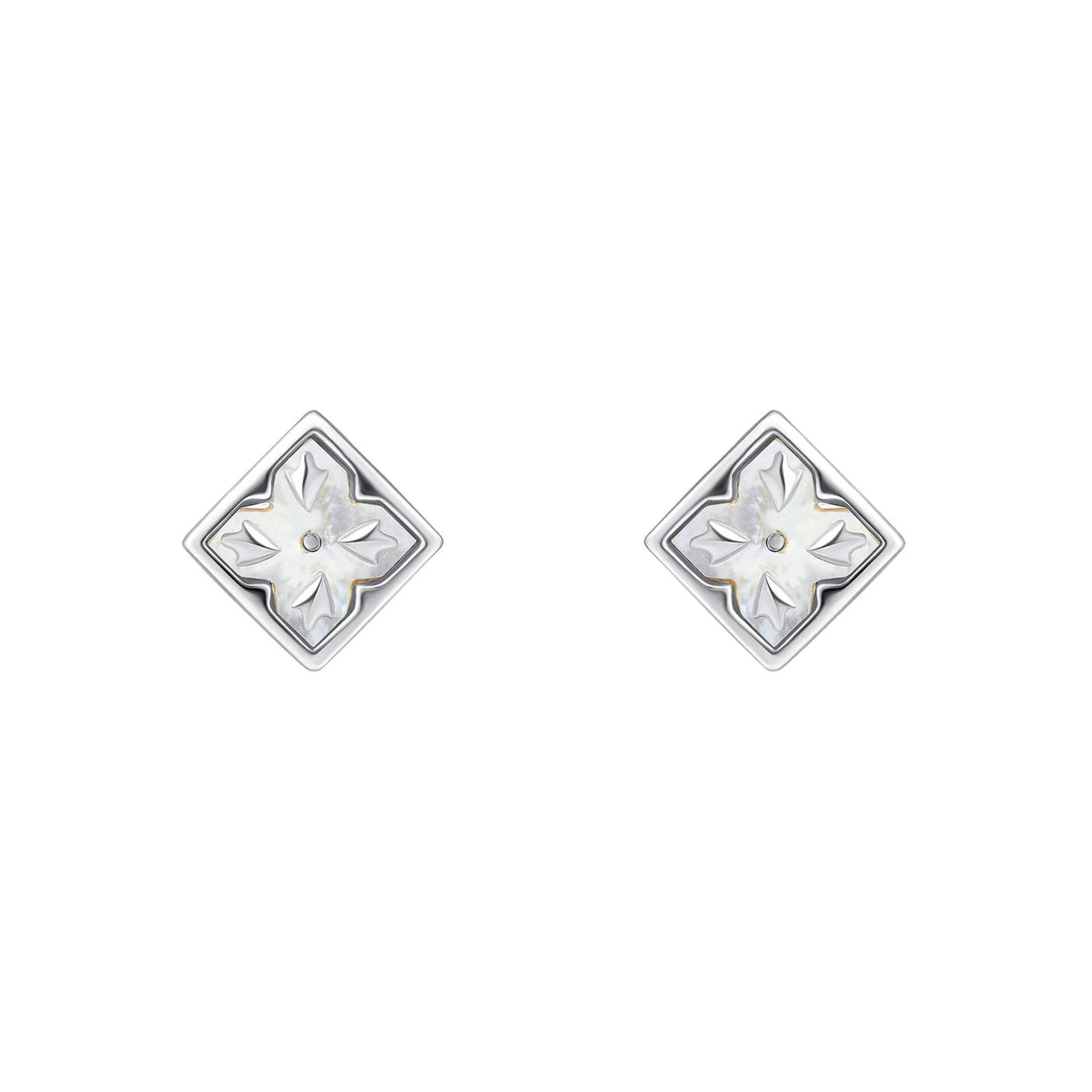 Laura Ashley Mr Jones White Mother of Pearl Inlay Stud Earrings