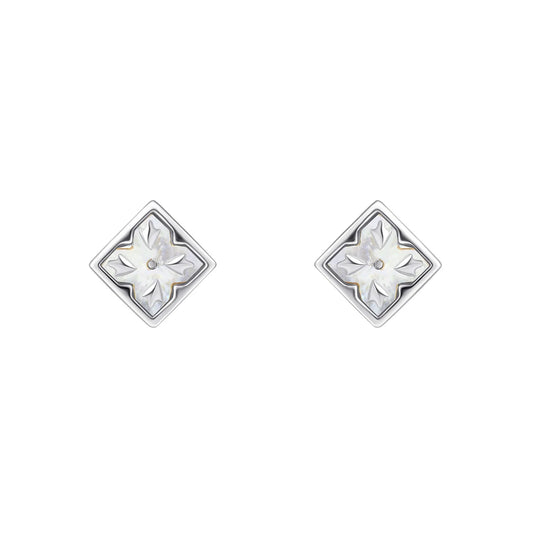 Laura Ashley Mr Jones White Mother of Pearl Inlay Stud Earrings