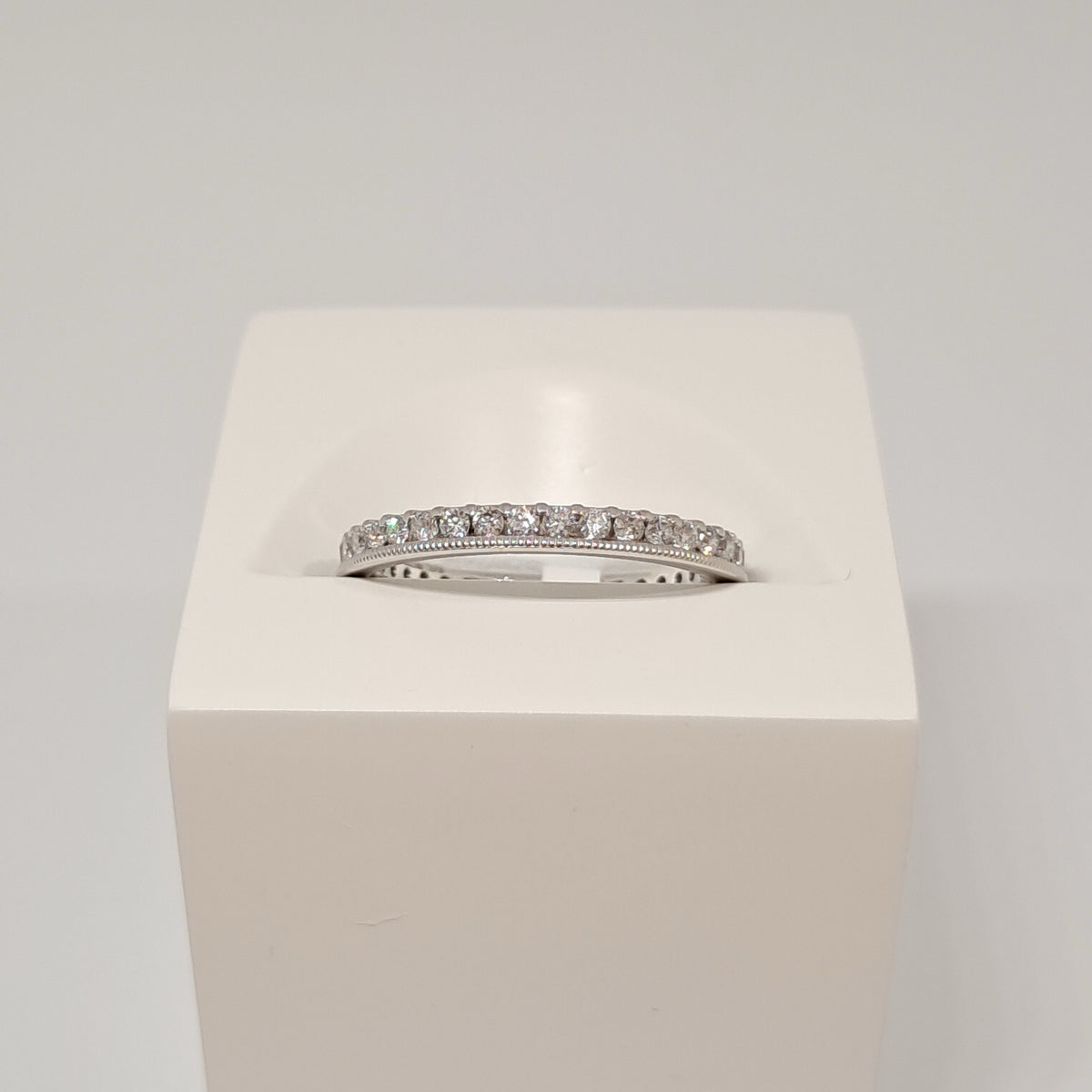 Collinsons 18ct White Gold Diamond Set Full Band 0.50ct with Single Millegrain Edge