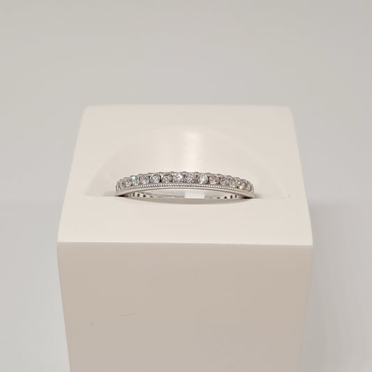 Collinsons 18ct White Gold Diamond Set Full Band 0.50ct with Single Millegrain Edge