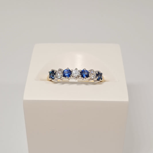Collinsons 18ct Yellow Gold Sapphire & Diamond Half Eternity Ring