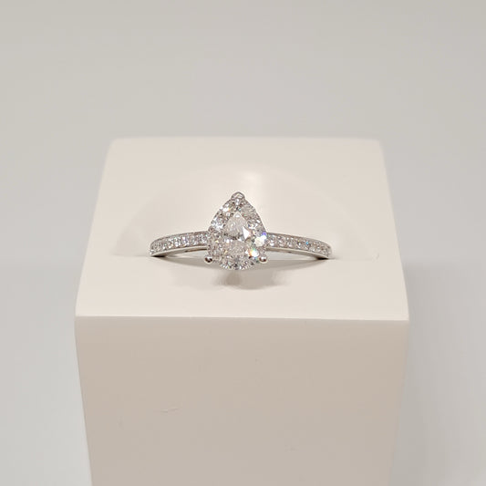 Collinsons 18ct White Gold Pear Illusion Set Diamond Ring 0.50ct