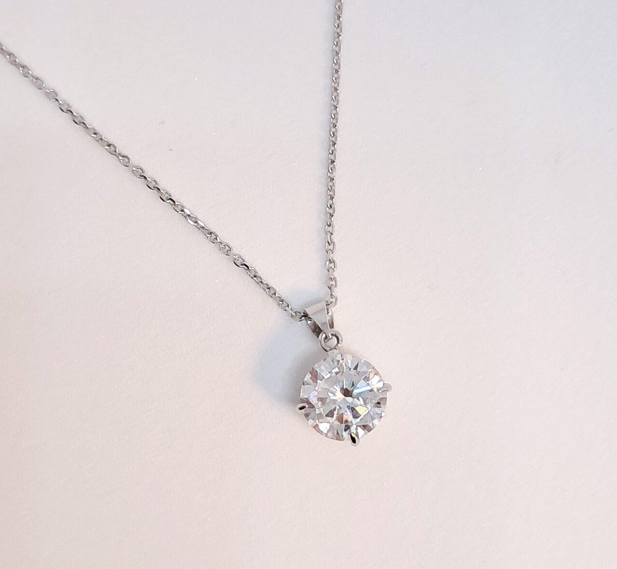 Collinsons 9ct White Gold Round CZ Pendant