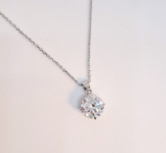 Collinsons 9ct White Gold Round CZ Pendant