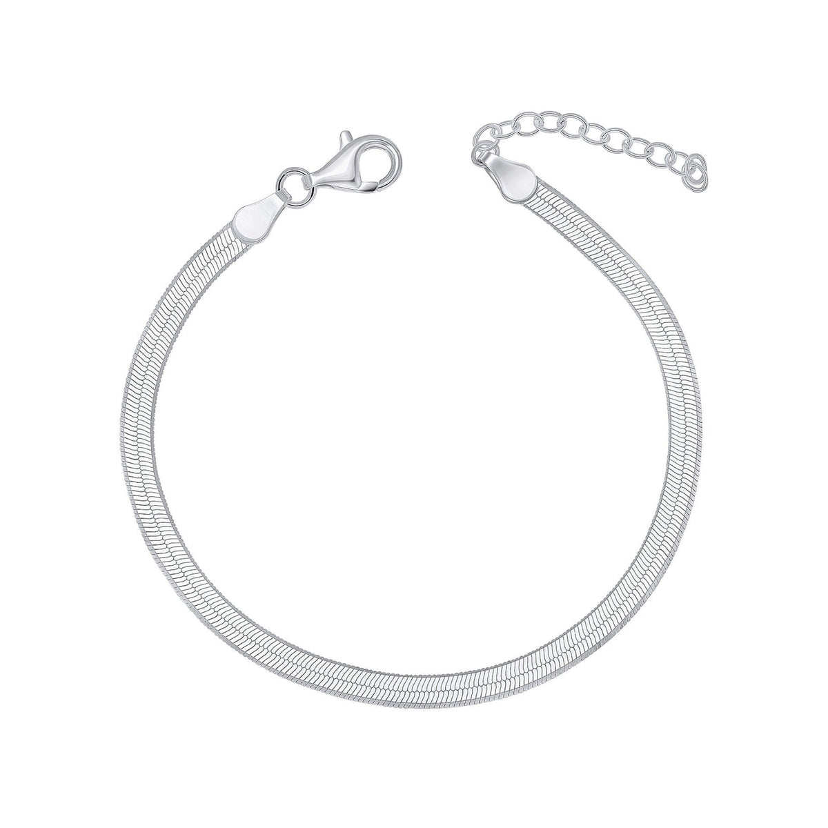 Flat herringbone chain bracelet 925 silver