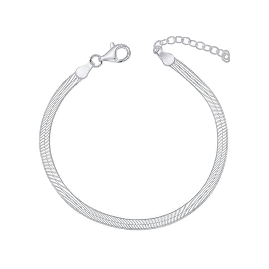 Flat herringbone chain bracelet 925 silver