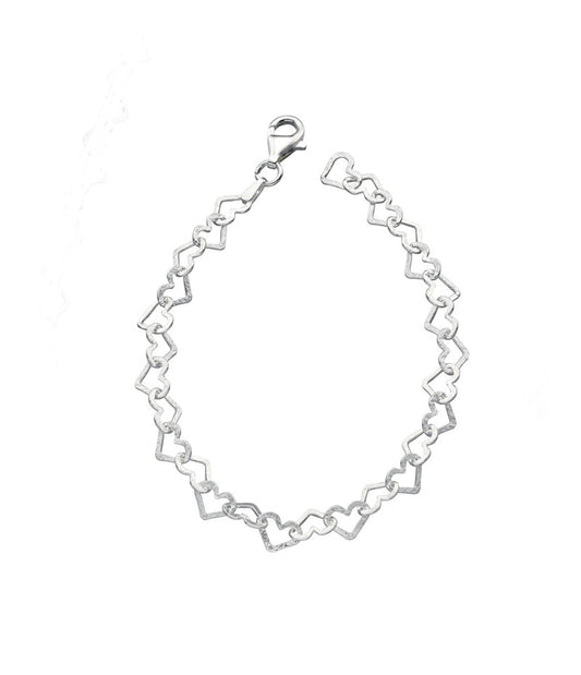 Sterling Silver Diamond Cut Hearts Bracelet
