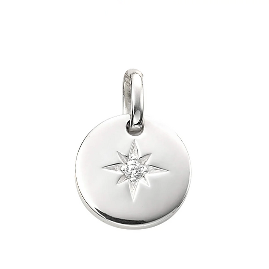 Star disc pendant with cz