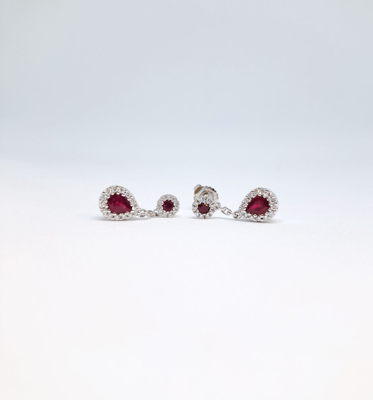 Collinsons 18ct White Gold Ruby & Diamond Pear Drop Earrings