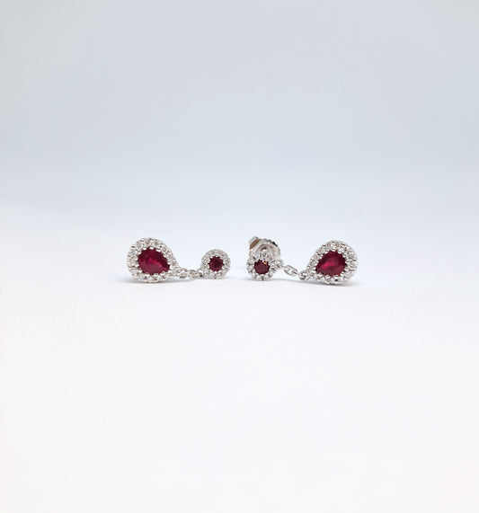 Collinsons 18ct White Gold Ruby & Diamond Pear Drop Earrings