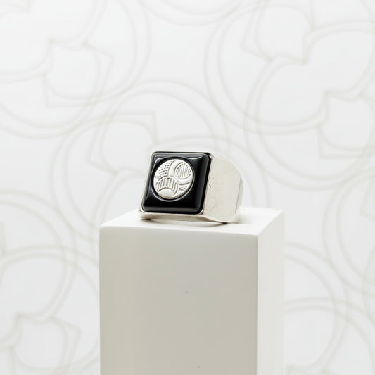 Kenzo Sterling Silver Onyx Signet Ring
