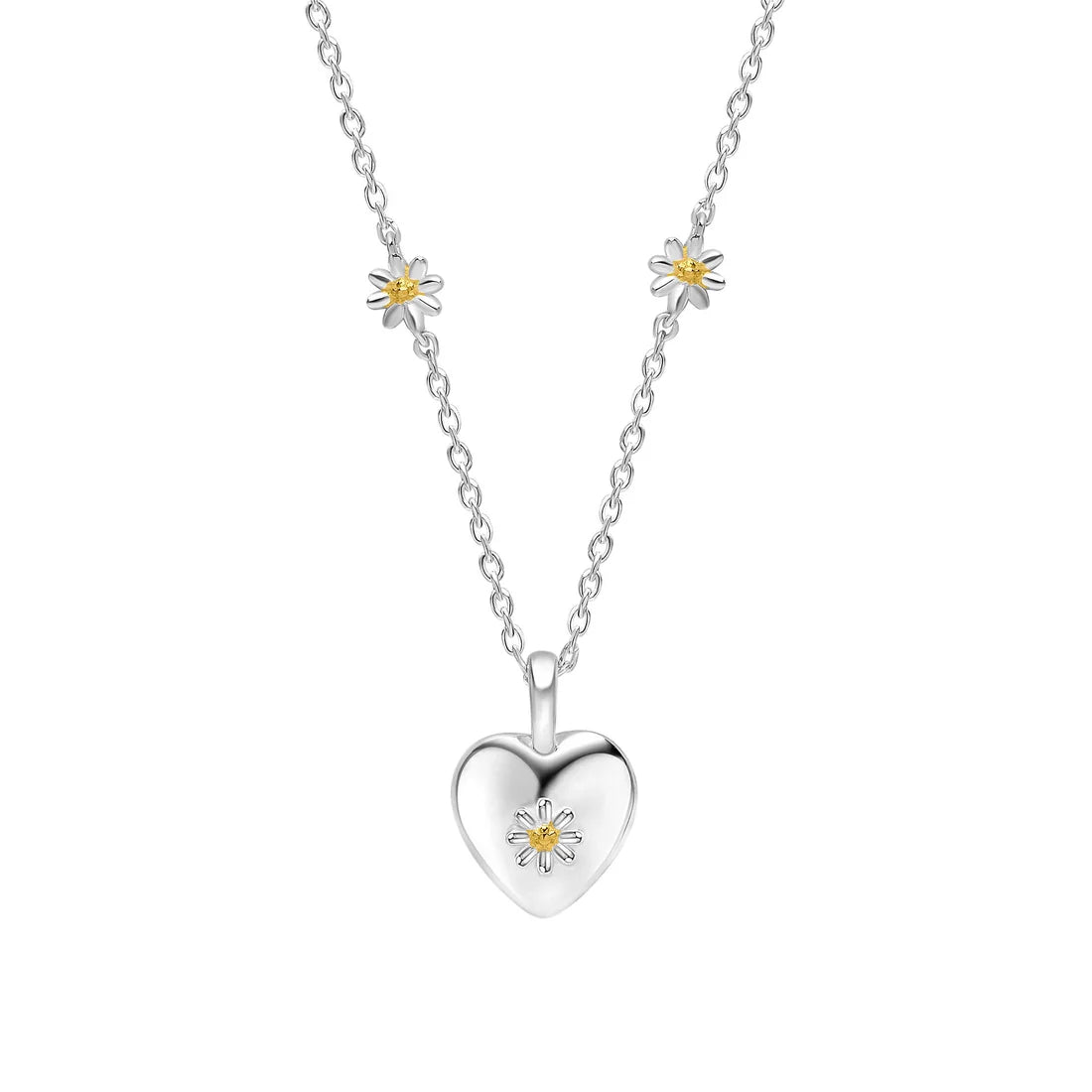 Laura Ashley Everingham Meadow Daisy Heart Pendant with Daisy Chain