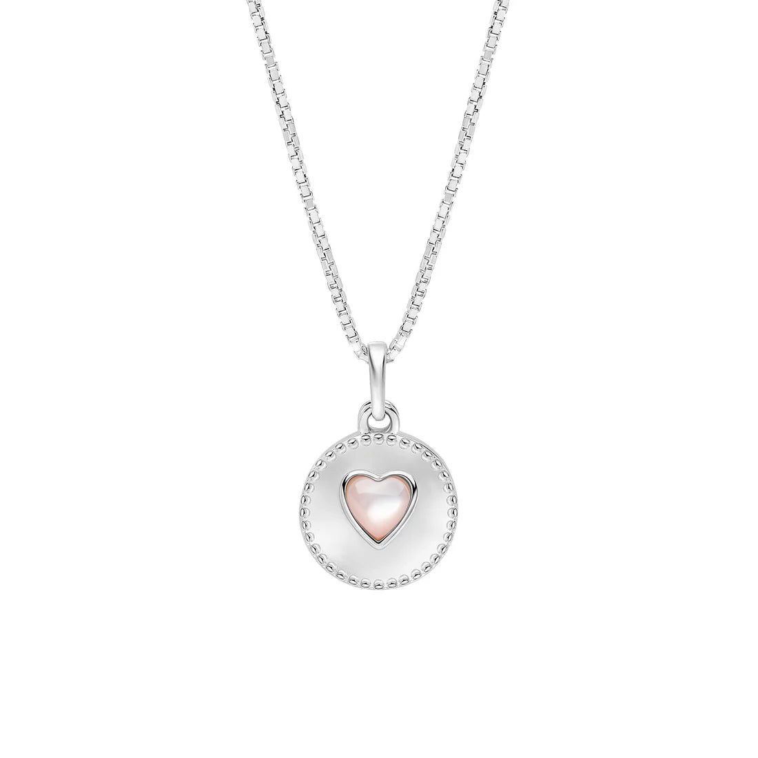 Laura Ashley Rosmere Love Heart Necklace with Pink Shell Pearl