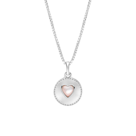 Laura Ashley Rosmere Love Heart Necklace with Pink Shell Pearl