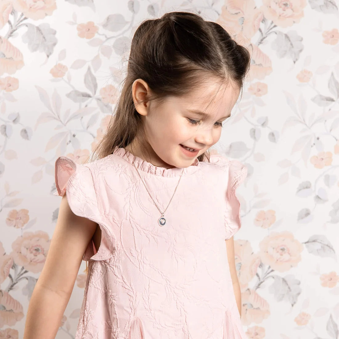 Laura Ashley Rosmere Love Heart Necklace with Pink Shell Pearl