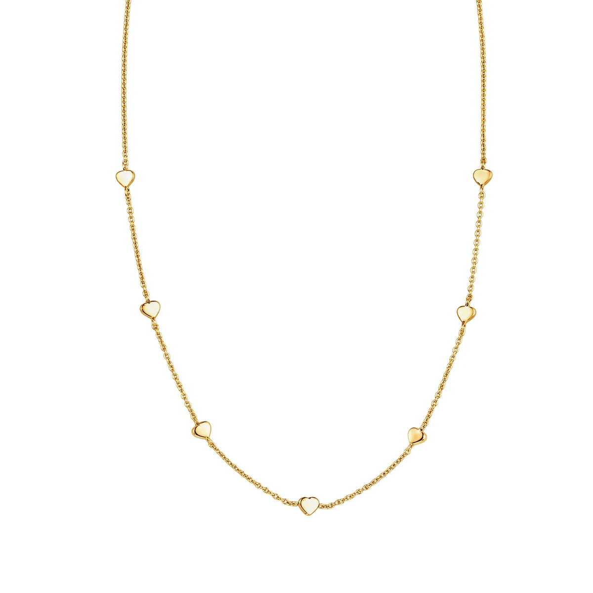 Yellow Gold Plated Small Heart Station Necklace