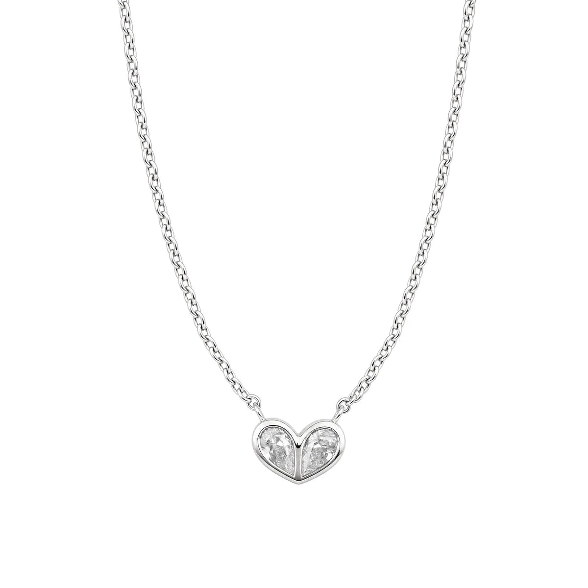 Silver Cubic Zirconia Heart Necklace