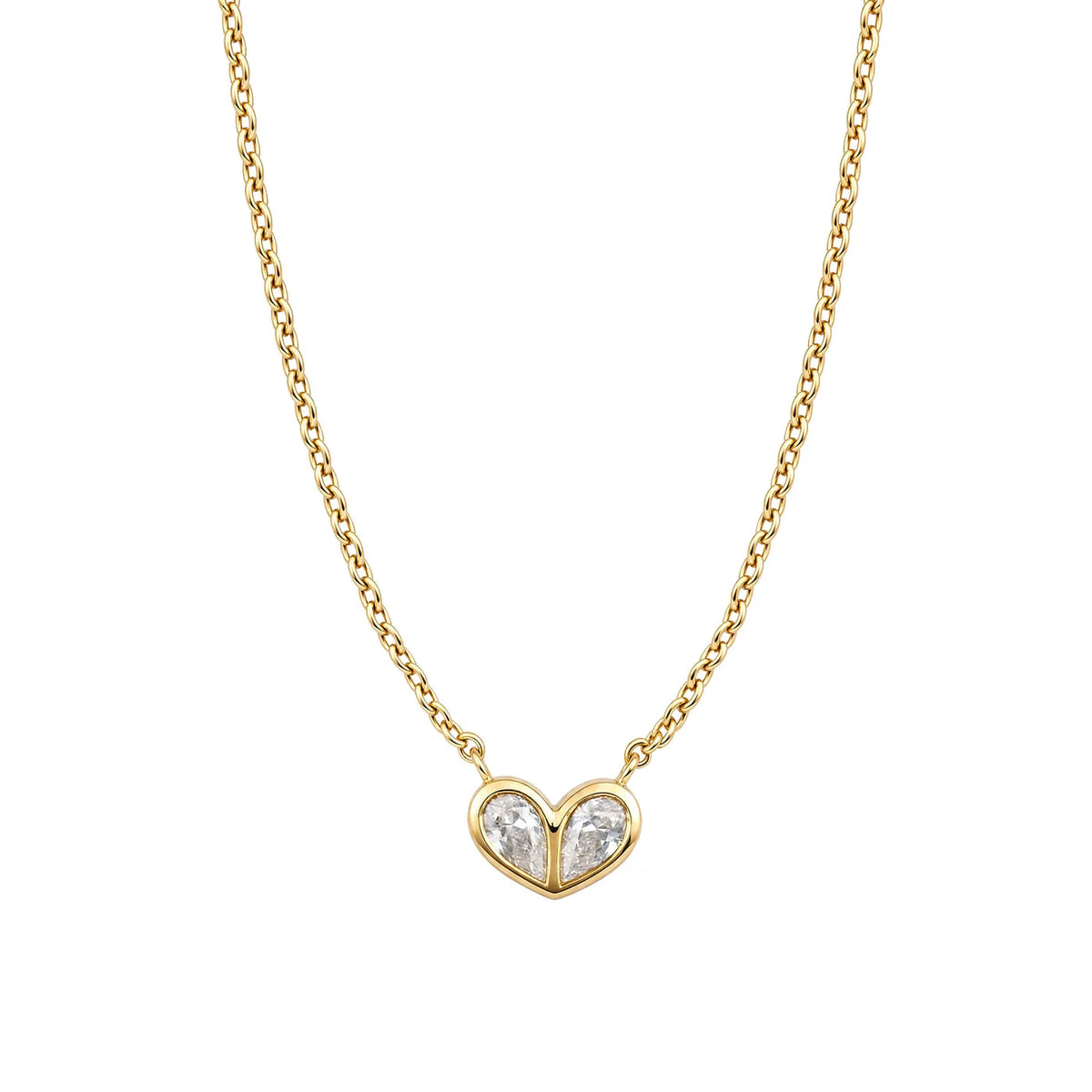 Yellow Gold Plated Cubic Zirconia Heart Necklace