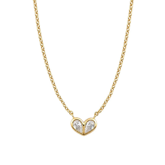 Yellow Gold Plated Cubic Zirconia Heart Necklace