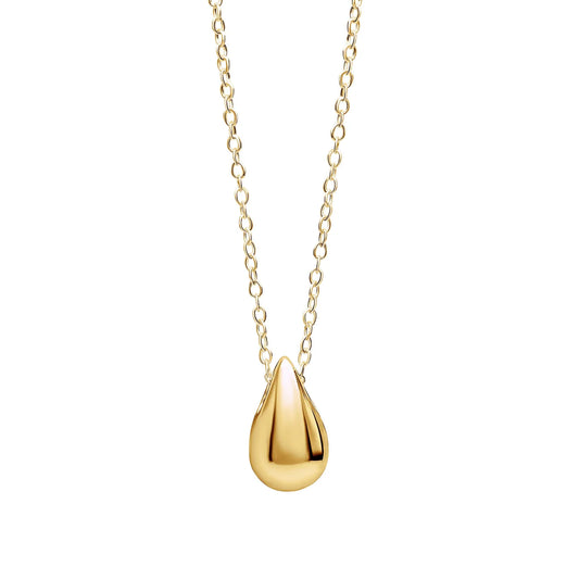 Solid Teardrop Necklace Silver with Yellow Gold Plated Finish
