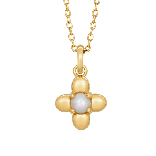 Laura Ashley Pembroke Trellis Vintage Floral Necklace with Pearl Gold Plated