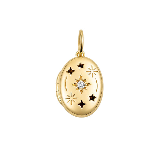 Yellow Gold Plated Night Sky Star Locket