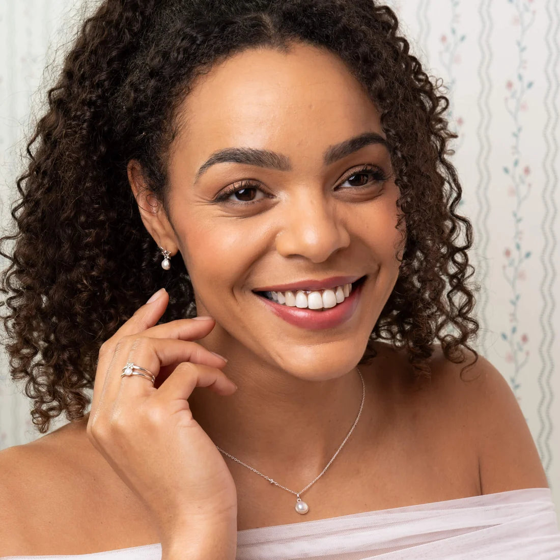Laura Ashley Hartley Check Pearl Drop Earrings