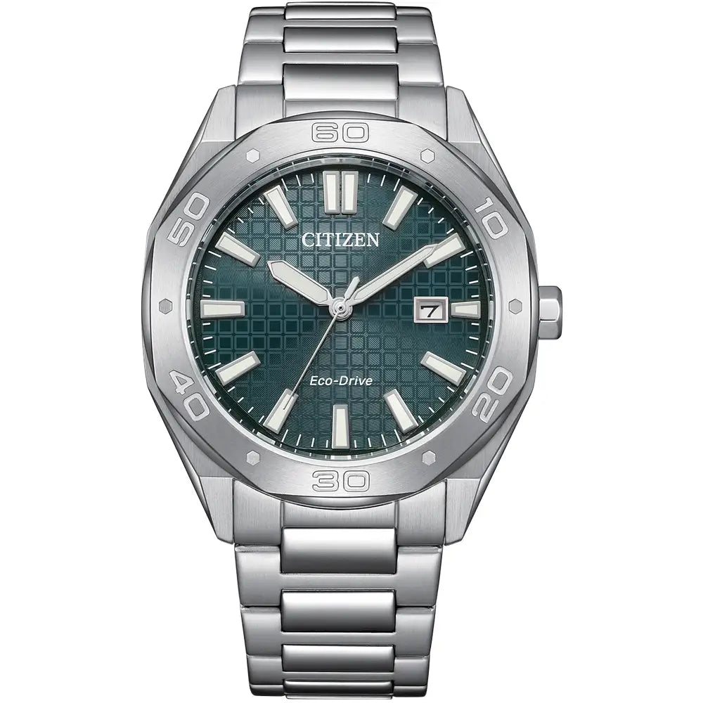 Citizen Watch EcoDrive Mens Sport Stainless Steel Sports Watch Textured Green Dial BM7630-80X