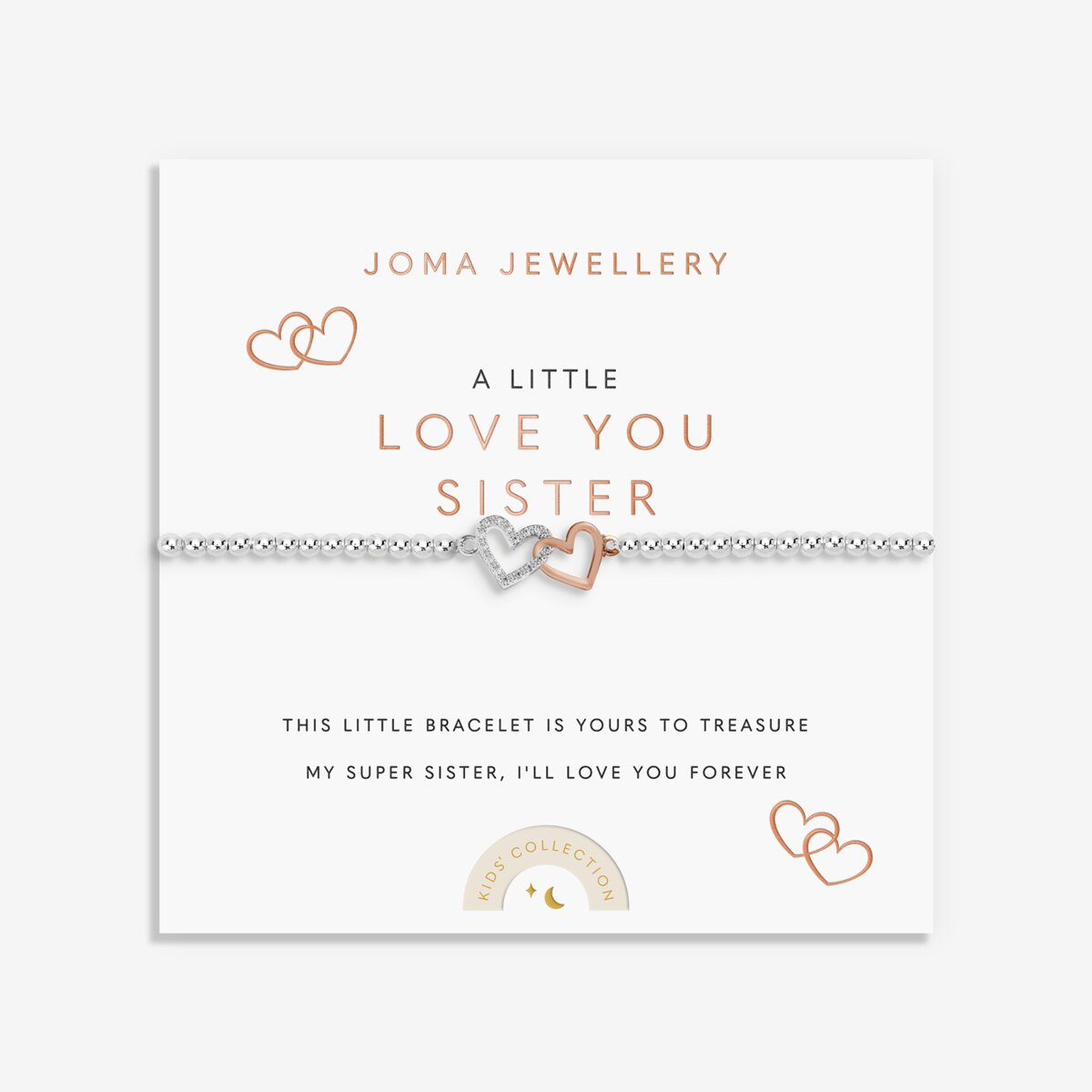 Kids' A Little 'Love You Sister' Bracelet In Silver and Rose Gold Plating c1107