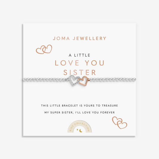 Kids' A Little 'Love You Sister' Bracelet In Silver and Rose Gold Plating c1107