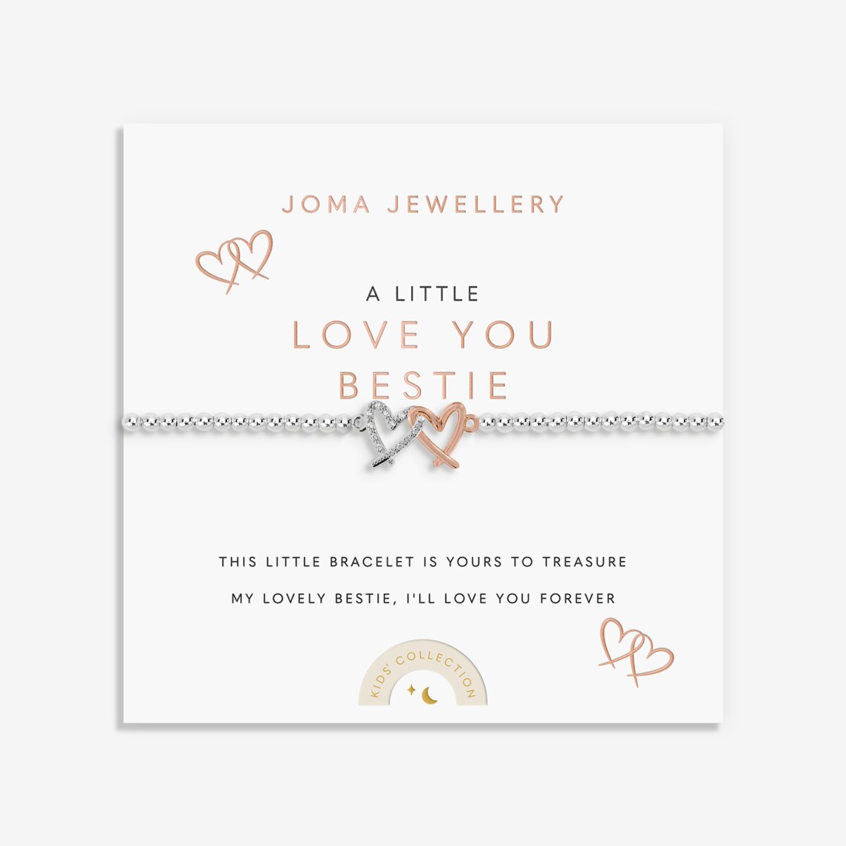 Kids' A Little 'Love You Bestie' Bracelet In Silver and Rose Gold Plating c1111
