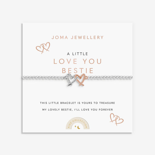 Kids' A Little 'Love You Bestie' Bracelet In Silver and Rose Gold Plating c1111