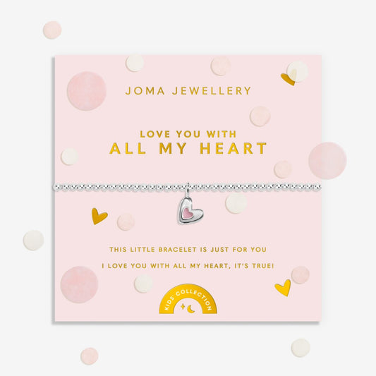 Kids' Confetti A Little 'Love You With All My Heart' Bracelet in Silver Plating C974