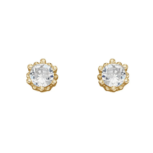 Millegrain Edge Round Stud Earrings Yellow Gold Plated