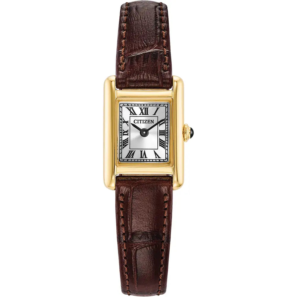 Citizen Watch Ladies Fio Roma Gold Tone Leather Eco-Drive Watch EG2797-13A