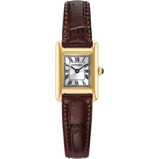 Citizen Watch Ladies Fio Roma Gold Tone Leather Eco-Drive Watch EG2797-13A