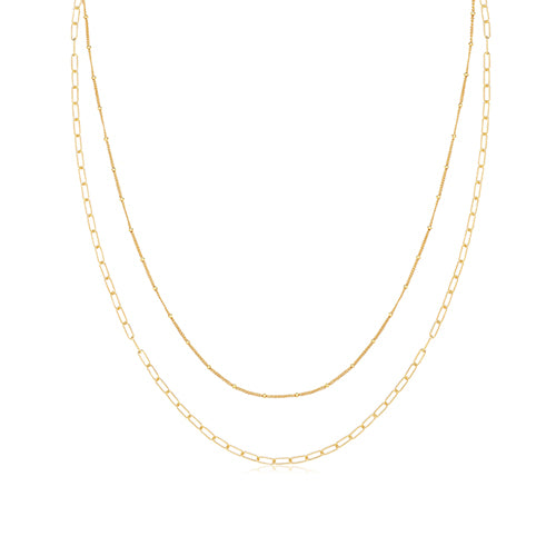 Sterling Silver and Yellow Gold Plated Multichain Necklace